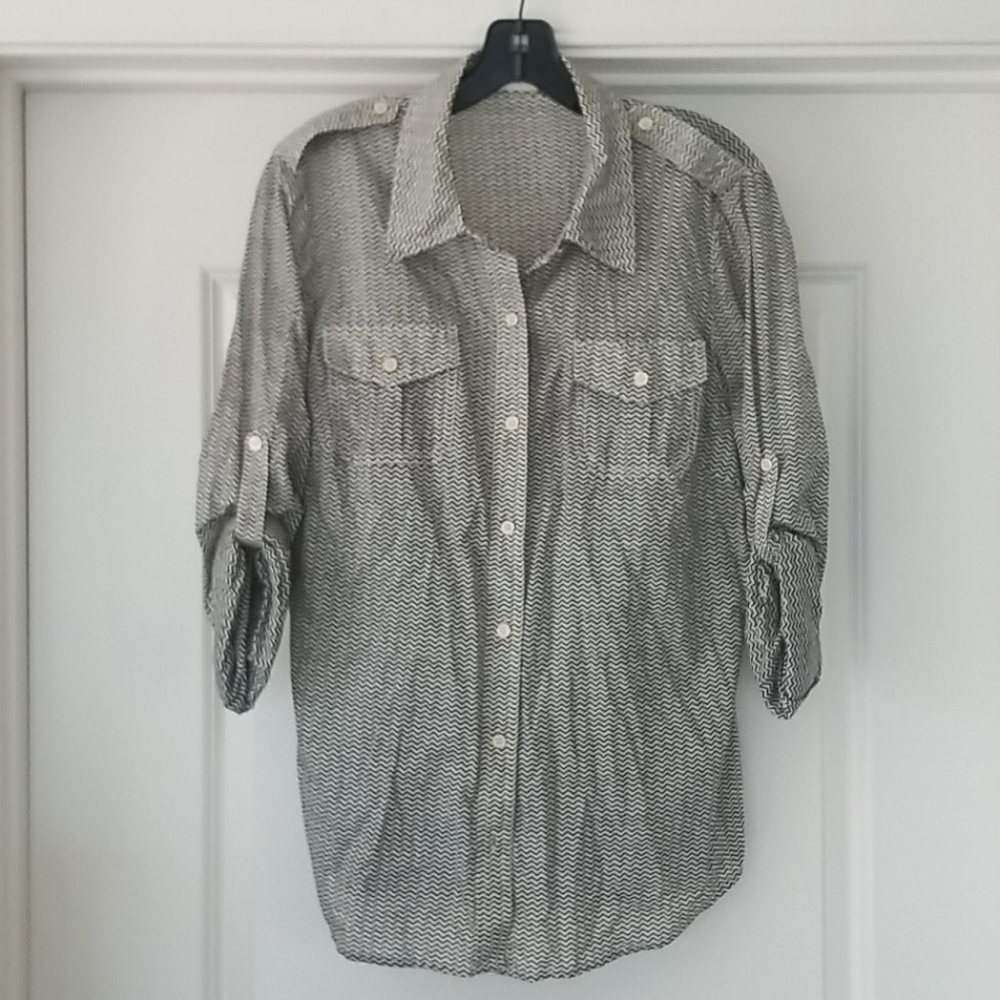 Tory Burch Brigitte Zig Zag Button Down